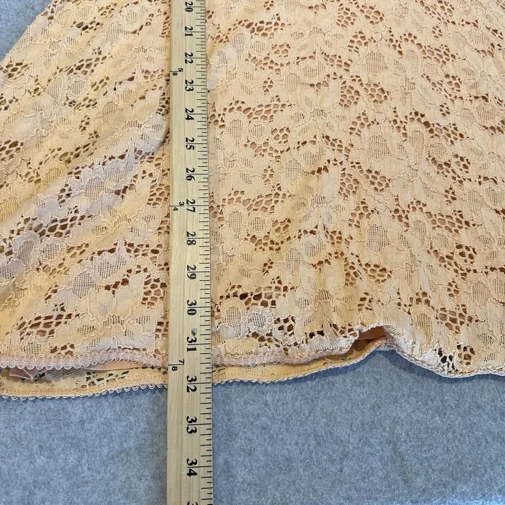 Free People Garden Lace Eyelet Mini Dress Size Medium Bohemian Ballet Core Peach